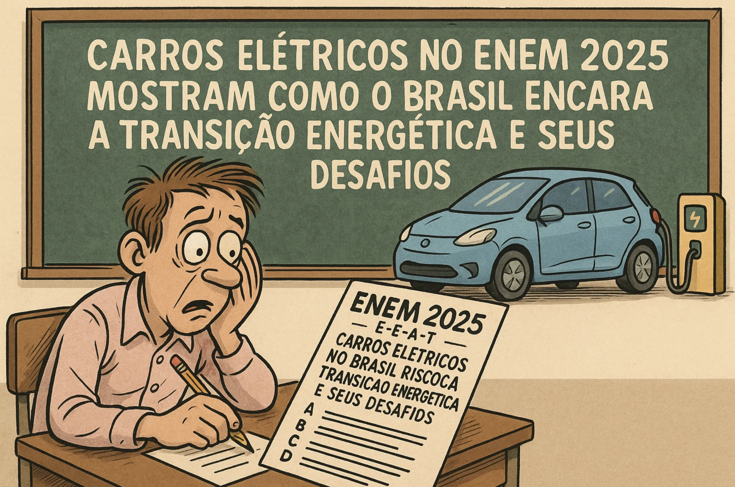 Os carros elétricos ganharam destaque no ENEM 2025 como símbolo da transição energética, mostrando que o tema ambiental deixou de ser periférico e passou ao centro do debate nacional.