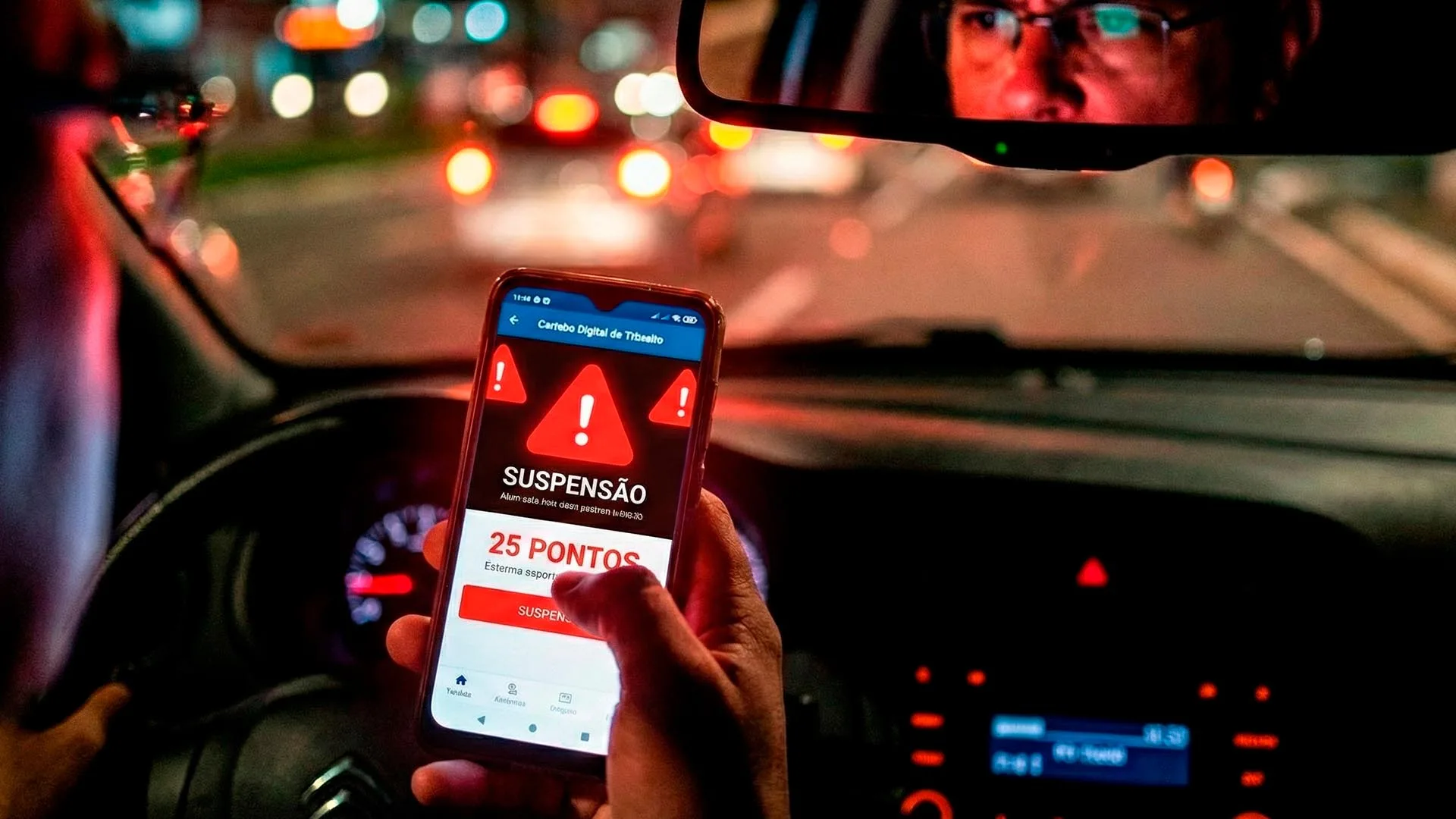 O aplicativo informa se a habilitação está ativa, vencida, em processo de suspensão ou bloqueada, com indicação clara no prontuário do condutor - Foto: Arte Digital / IA