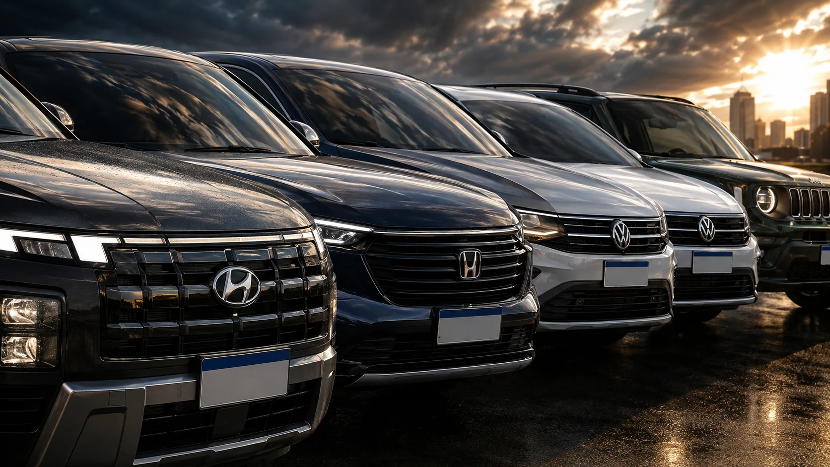 T-Cross se destaca pelo consumo mais contido, Creta vai bem no uso urbano com gasolina, enquanto HR-V e Renegade apresentam números menos favoráveis em alguns cenários.